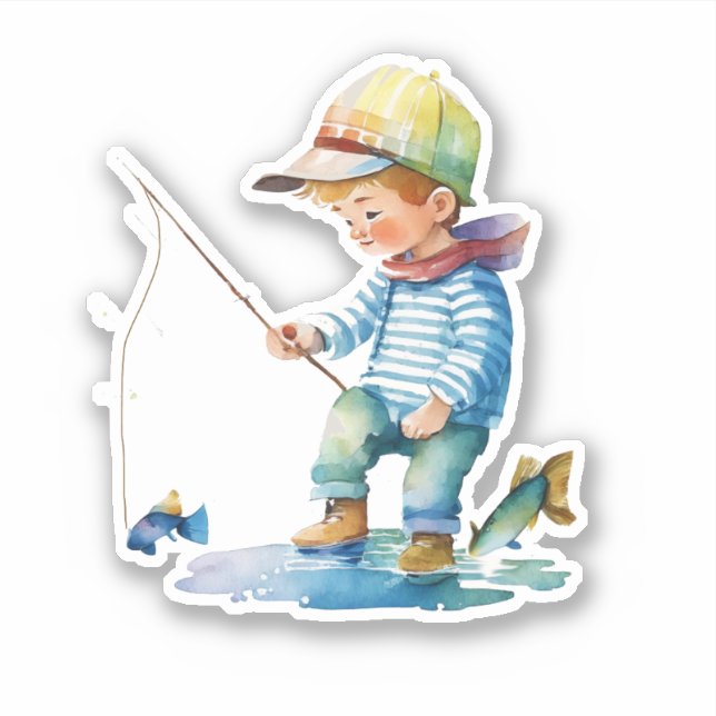 Sticker Illustration de Little Boy Fishing (Devant)