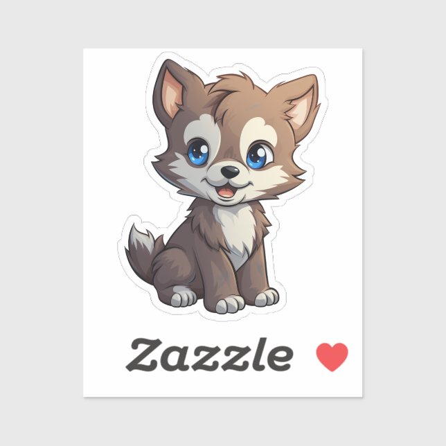 Sticker Illustration de loup de dessin (Feuille)