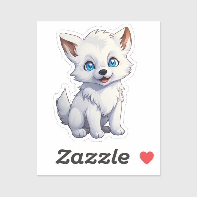 Sticker Illustration de loup de dessin (Feuille)