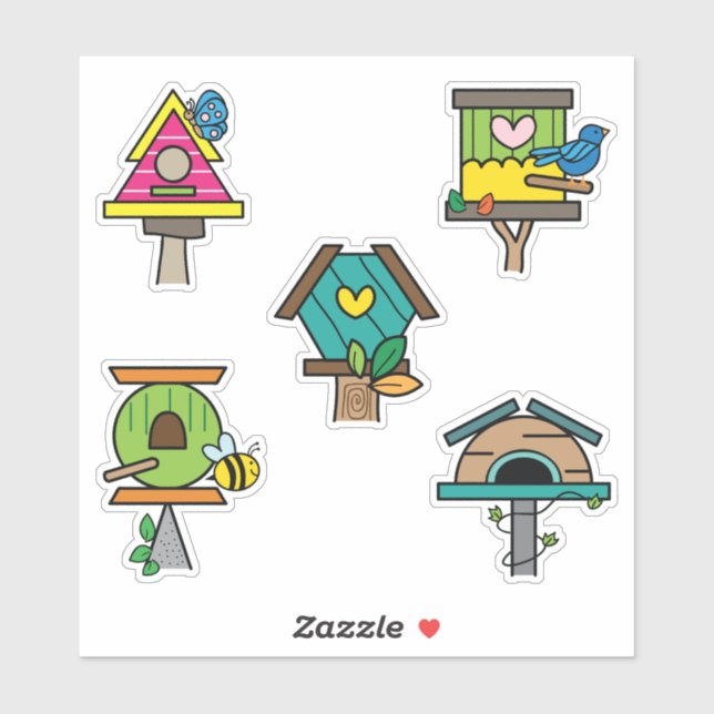 Sticker Illustration de Maison d'Oiseau Fantaisiste | Colo (Feuille)
