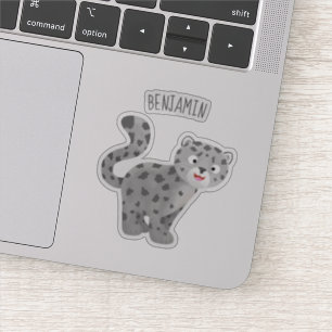 Sticker Illustration de mignon léopard des neiges
