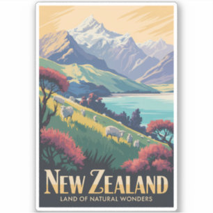 Sticker Illustration de mouton de Nouvelle-Zélande Art de