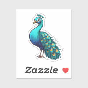 Sticker Illustration de paon de dessin
