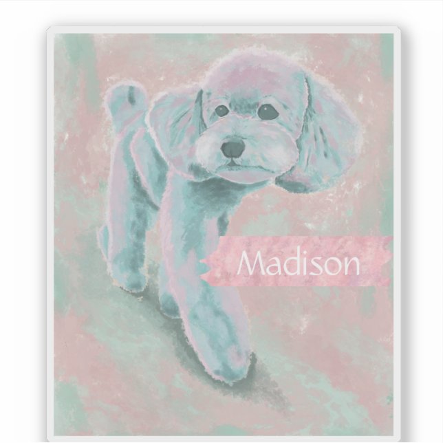 Sticker Illustration de Poodle pastel personnalisée (Devant)