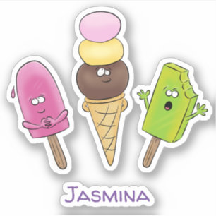 Sticker Illustration de popsicles mignons et de glace