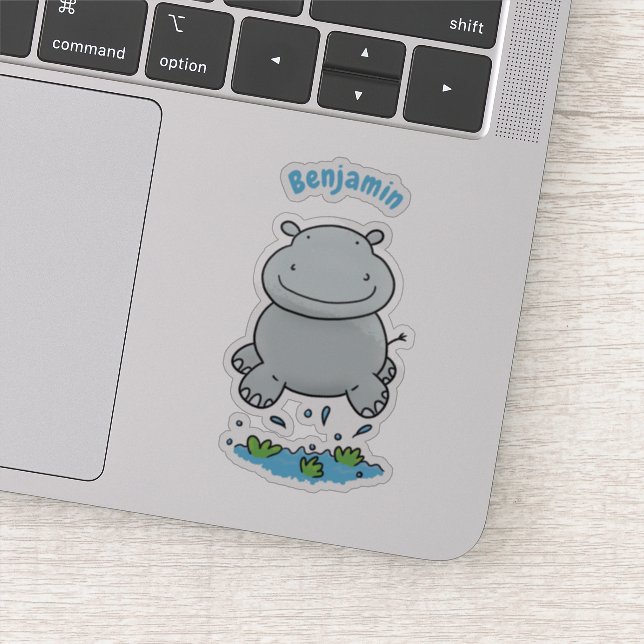 Sticker Illustration de saut en hippo mignon (Détail)