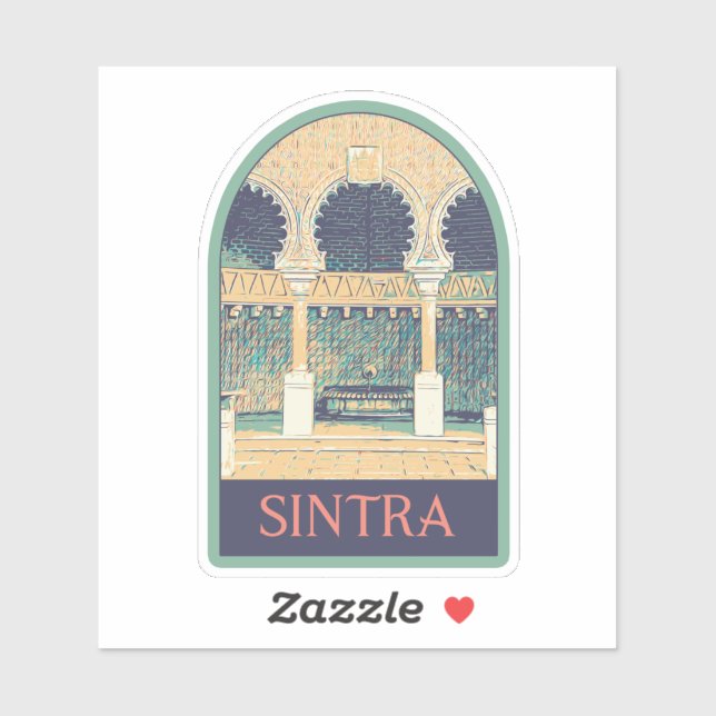 Sticker Illustration de style mauresque Sintra Portugal (Feuille)