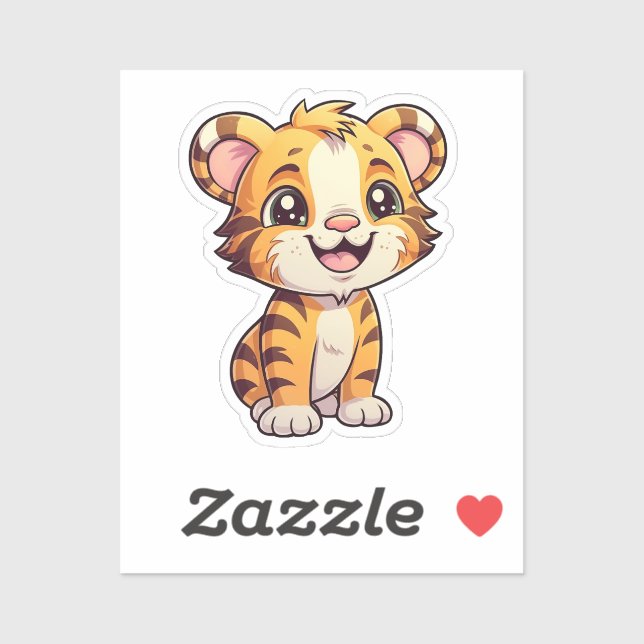 Sticker Illustration de tigre de dessin (Feuille)