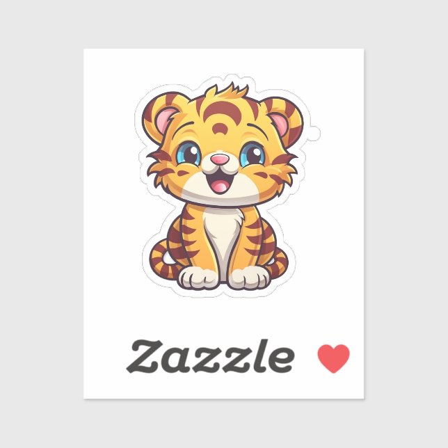 Sticker Illustration de tigre de dessin (Feuille)