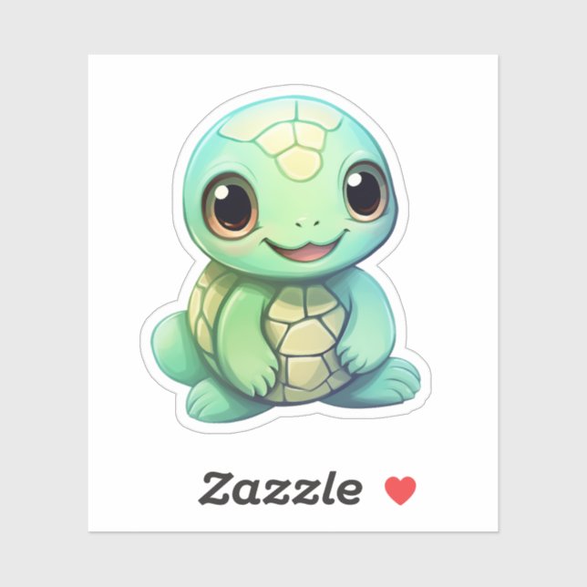 Sticker Illustration de tortue caricaturale (Feuille)