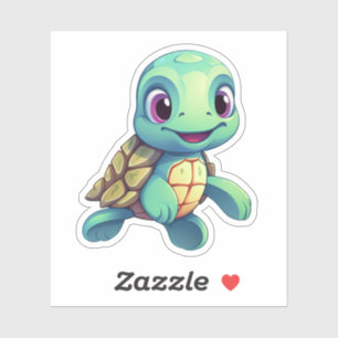 Sticker Illustration de tortue caricaturale