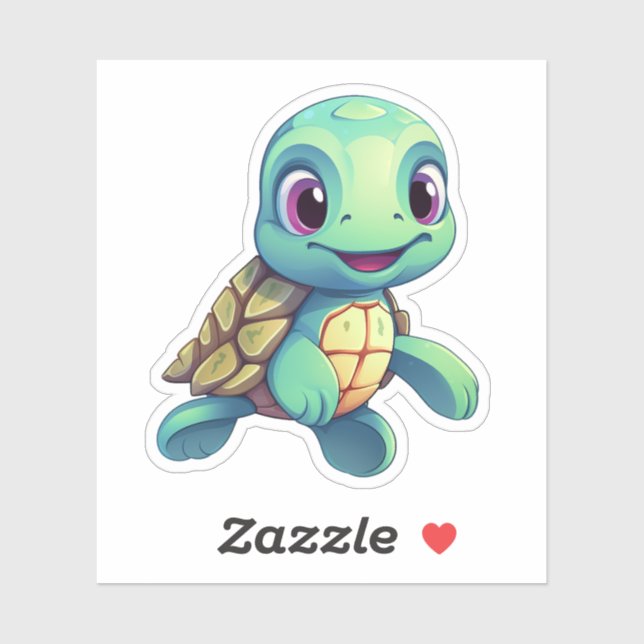 Sticker Illustration de tortue caricaturale (Feuille)