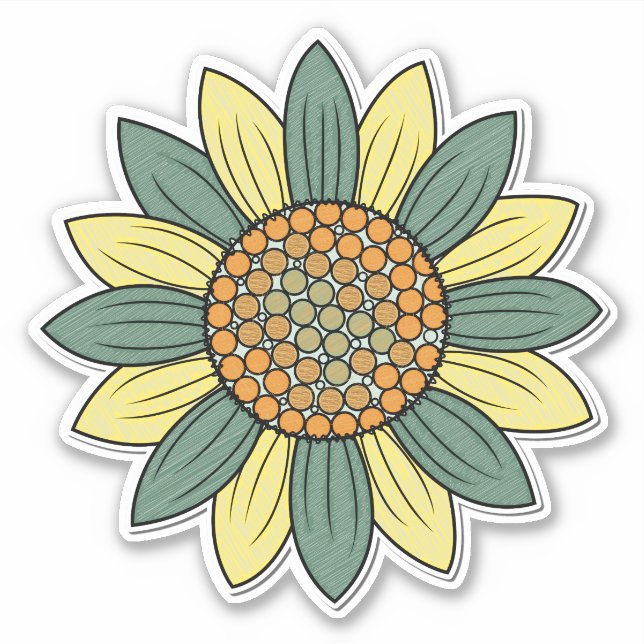 Sticker Illustration de tournesol Art rétro (Devant)