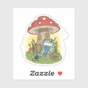 Sticker Illustration de tricot de grenouille fantaisiste m