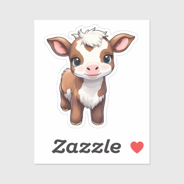 Sticker Illustration de vache caricaturale (Feuille)