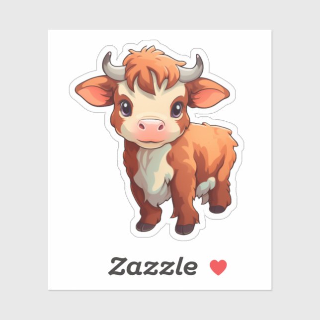 Sticker Illustration de vache caricaturale (Feuille)