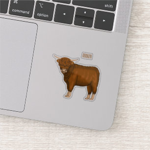 Sticker illustration de vache Highland en cartoon