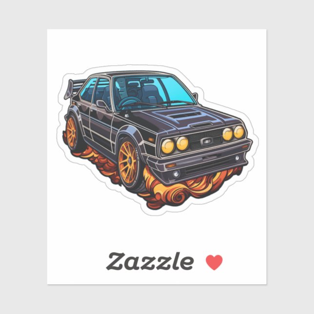 Sticker Illustration de voiture de dessin (Feuille)