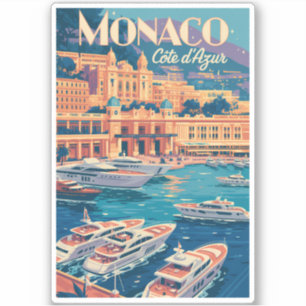 Sticker Illustration de voyage d'art vintage de Monaco Cot