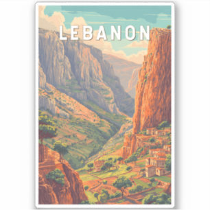 Sticker Illustration de voyage d'art vintage du Liban