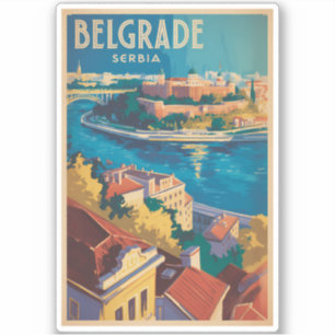 Sticker Illustration de voyage de la rivière de Belgrade S
