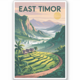 Sticker Illustration de voyage des champs du Timor orienta