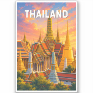 Sticker Illustration de voyage en Thaïlande Art vintage