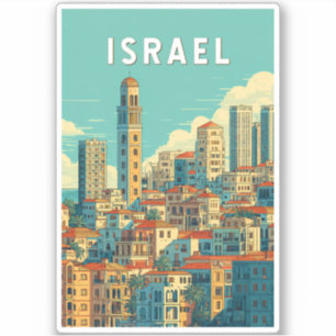 Sticker Illustration de voyage Israël Art vintage