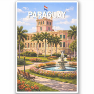 Sticker Illustration de voyage Paraguay Art vintage