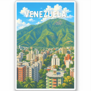 Sticker Illustration de voyage Vénézuela Art Vintage
