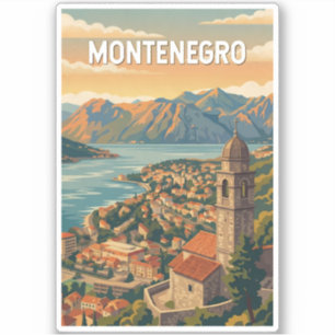 Sticker Illustration de voyage vintage du Monténégro