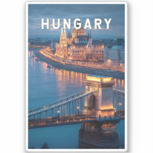 Sticker Illustration de voyage vintage en Hongrie