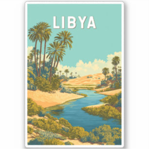 Sticker Illustration de voyage vintage Libye