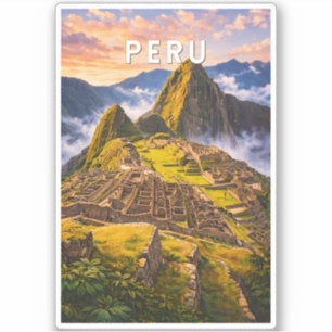 Sticker Illustration de voyage vintage Pérou