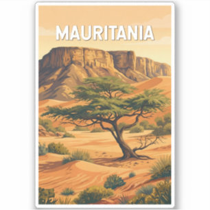 Sticker Illustration de voyage vintage sur la Mauritanie
