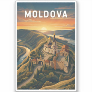Sticker Illustration de voyage vintage sur la Moldavie