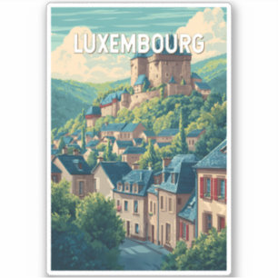 Sticker Illustration de voyage vintage sur le Luxembourg