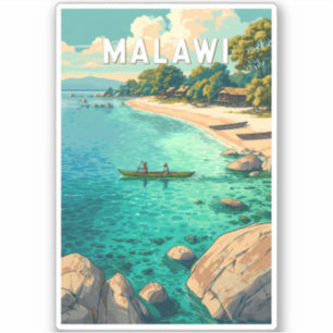 Sticker Illustration de voyage vintage sur le Malawi