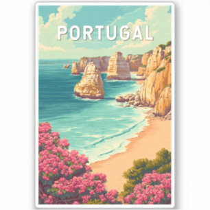 Sticker Illustration de voyage vintage sur le Portugal