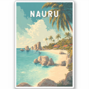 Sticker Illustration de voyage vintage sur Nauru