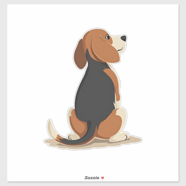 Sticker Illustration de vue arrière de chien Beagle vintag (Feuille)