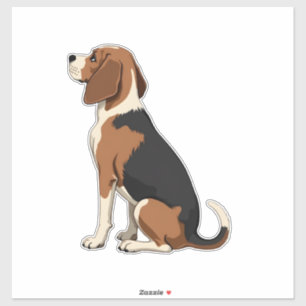 Sticker Illustration de vue arrière de chien Beagle vintag