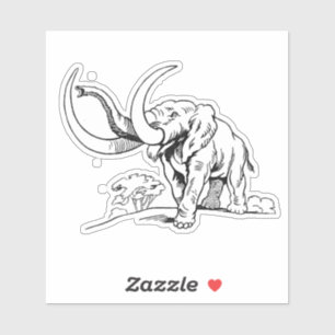 Sticker Illustration d'éléphant noir et blanc