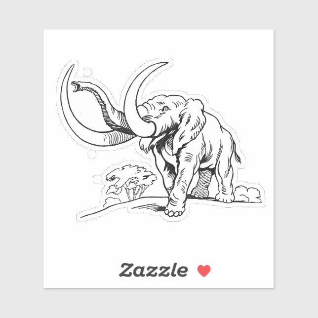 Sticker Illustration d'éléphant noir et blanc (Feuille)