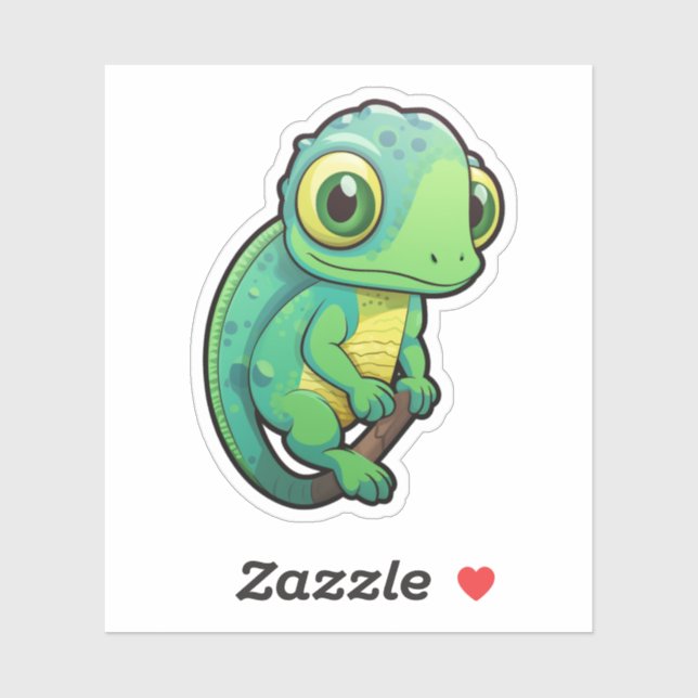 Sticker Illustration du caméléon de dessin (Feuille)