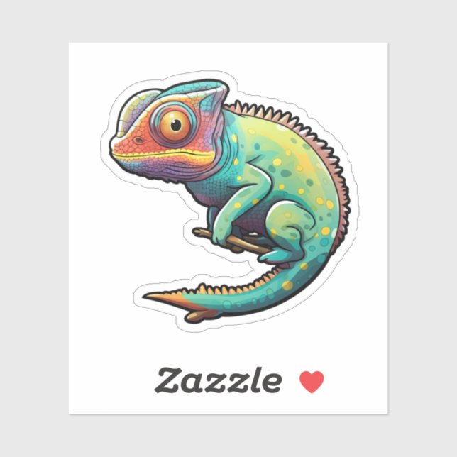 Sticker Illustration du caméléon de dessin (Feuille)