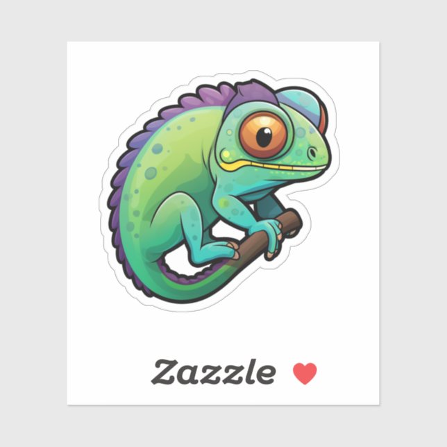 Sticker Illustration du caméléon de dessin (Feuille)