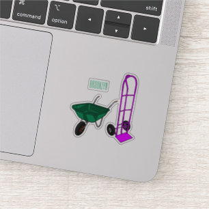 Sticker Illustration du chariot à roues et du chariot à ma