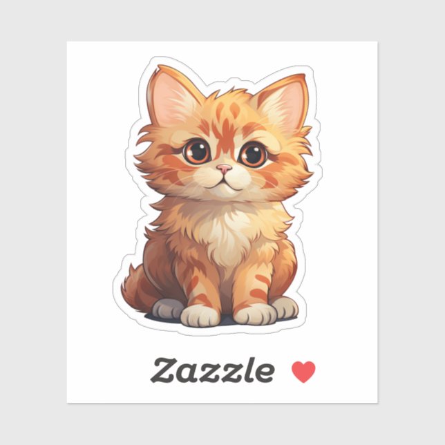 Sticker Illustration du chat de dessin (Feuille)