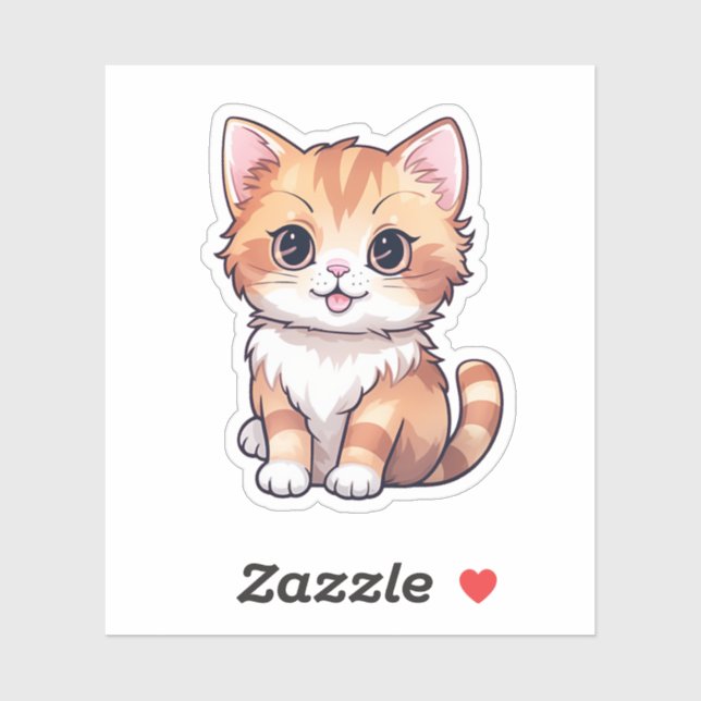 Sticker Illustration du chat de dessin (Feuille)